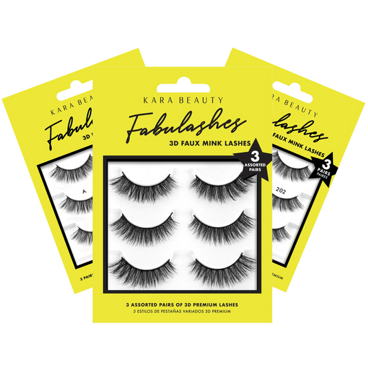 Set de Pestañas Fabulashes 3D Faux Mink Lashes (3 Pares) - Kara Beauty