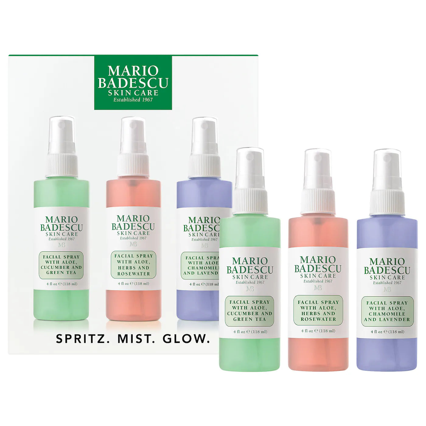 Mario Badescu - Spritz. Mist. Glow. Facial Spray Trio