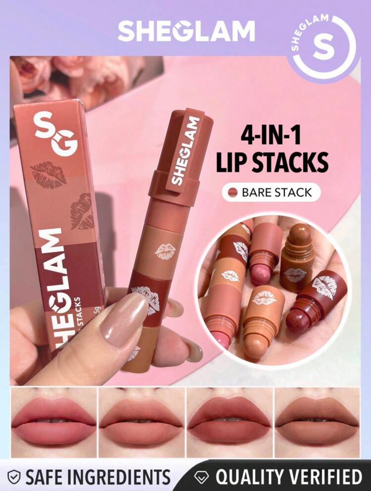 Trio de labios de Labios Mega Lip Stacks nude - Sheglam