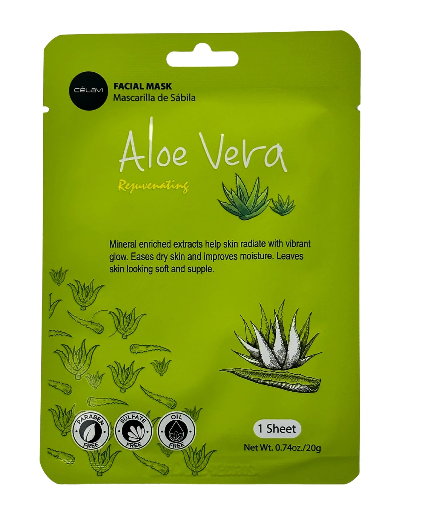 Mascarilla Facial Aloe Vera Rejuvenating Face Mask - Celavi