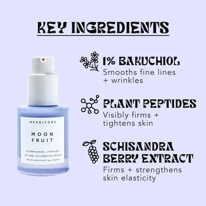 Herbivore Moon Fruit 1% Bakuchiol + Peptides Retinol Alternative Serum **BAJO-PEDIDO**