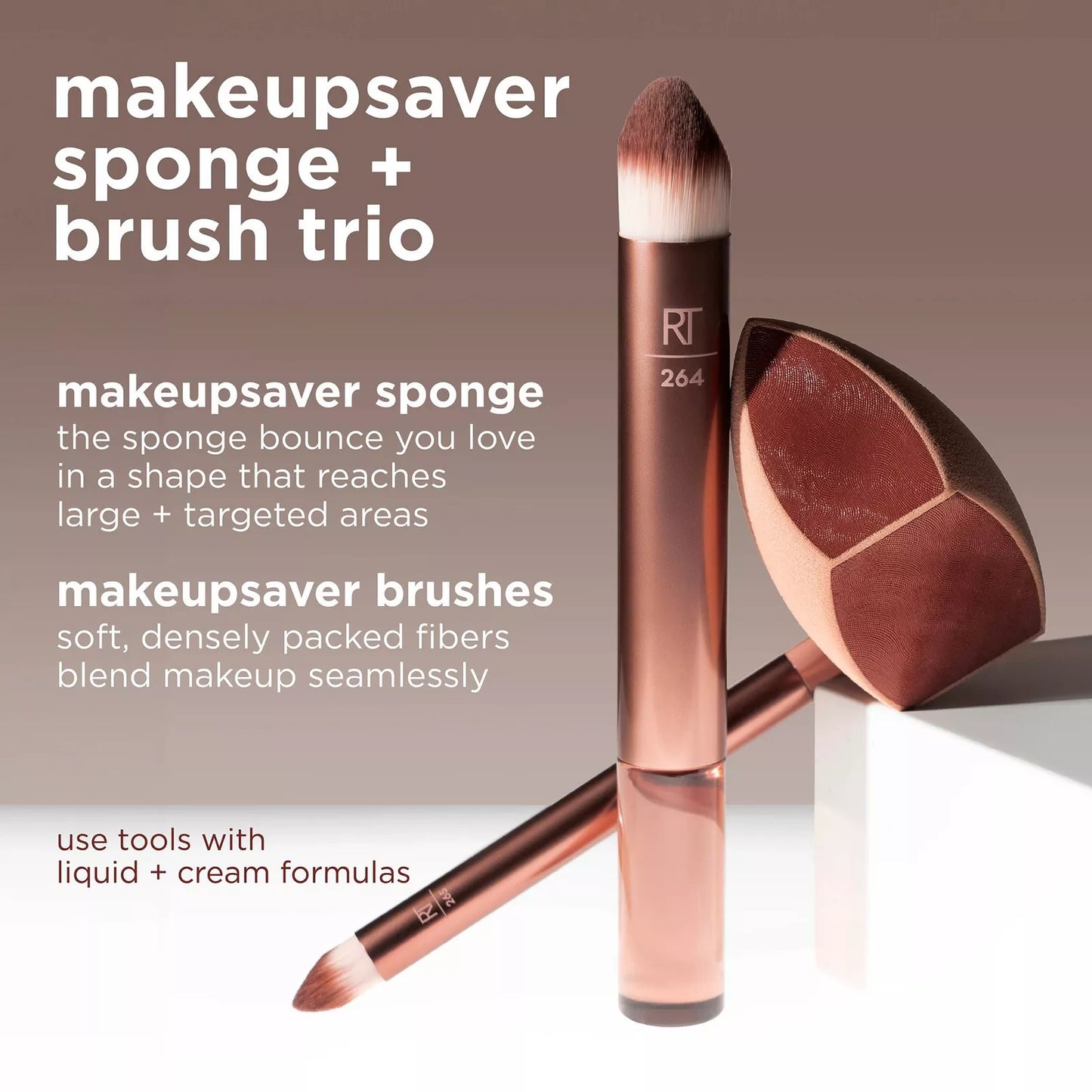 Real Techniques - Makeupsaver Blending Sponge + Makeup Brush Trio