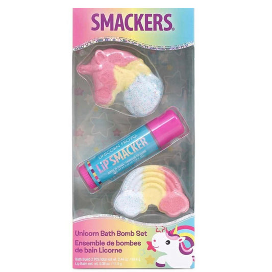 Set de Bombas de jabón y Balsamo Lip Smacker 3 pcs. Unicorn Bath Bomb Set - Kiss Therapy