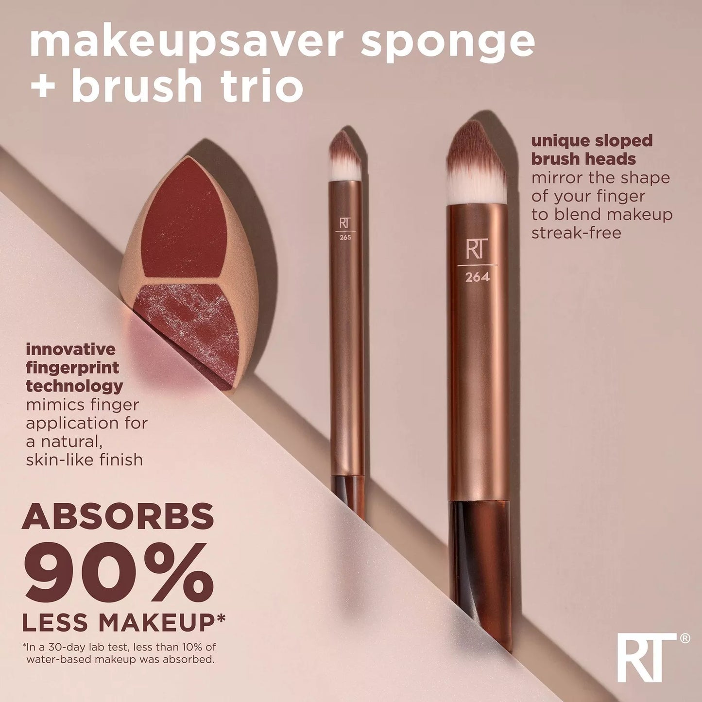 Real Techniques - Makeupsaver Blending Sponge + Makeup Brush Trio