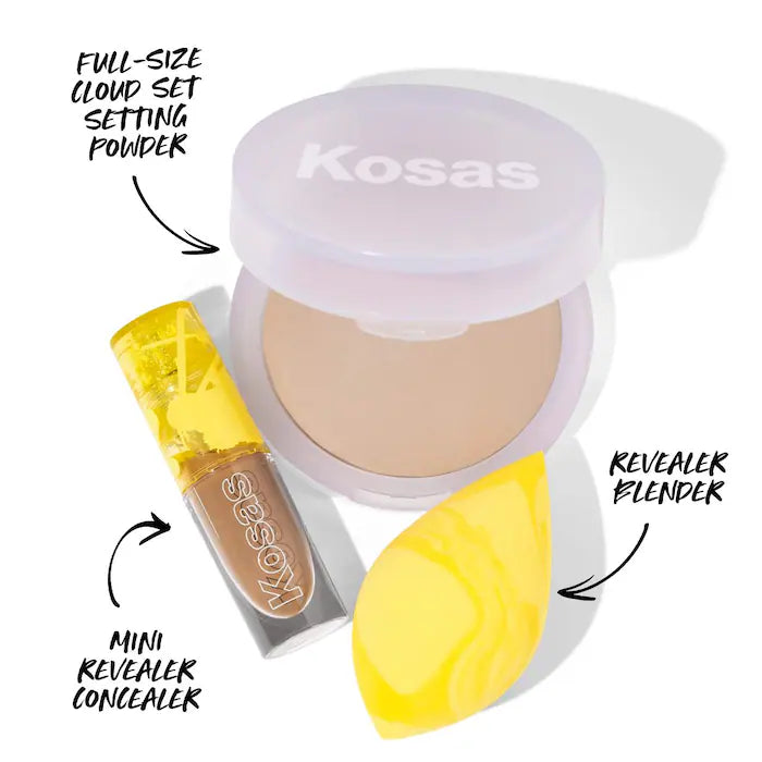 Kosas - 
Cloud Skin Complexion Bestsellers Set - Concealer, Setting Powder, Makeup Sponge *BAJO PEDIDO**