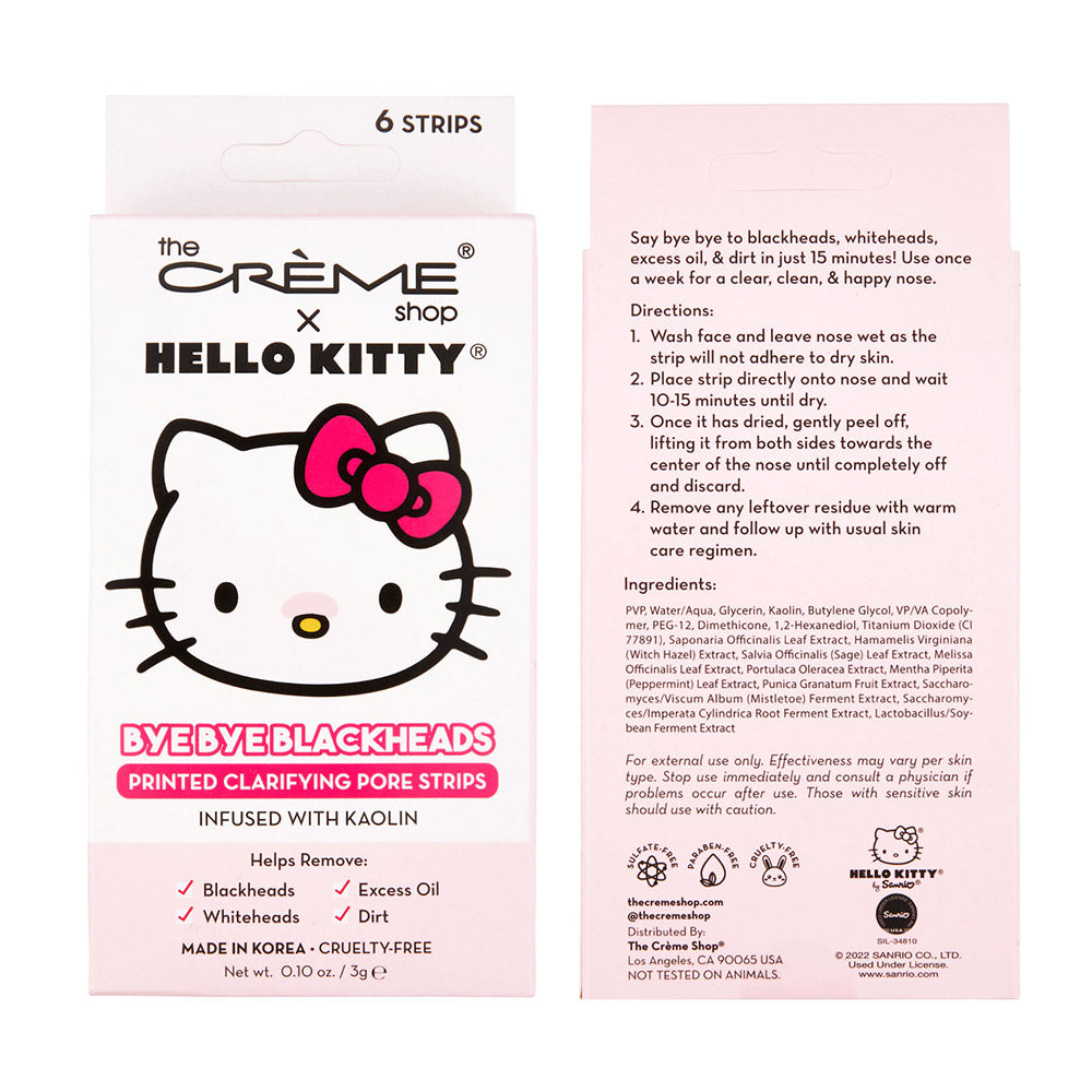 The Créme - Tiras De Poros Para Nariz Hello Kitty Bye Bye Blackheads Pore Strips (6 unidades)