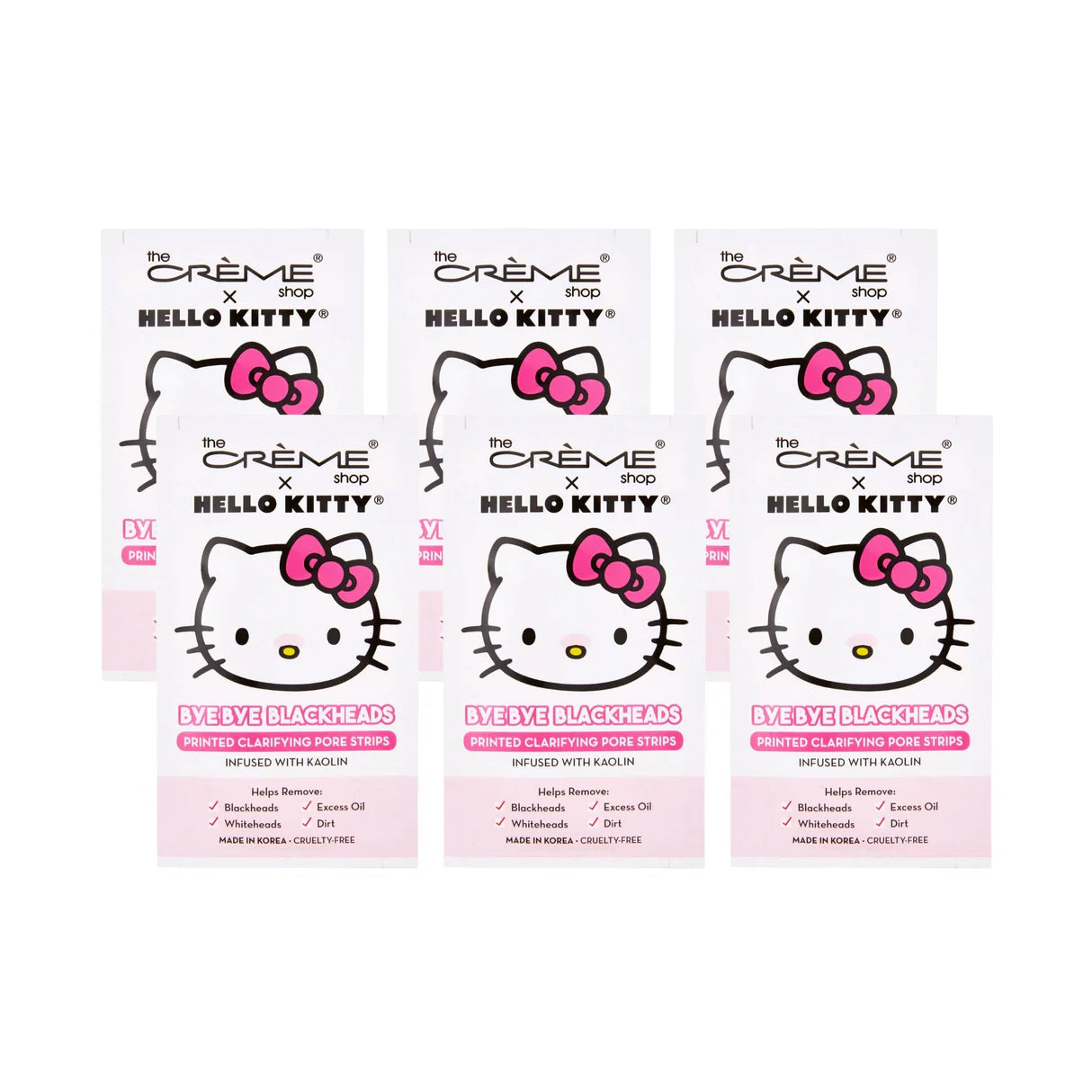 The Créme - Tiras De Poros Para Nariz Hello Kitty Bye Bye Blackheads Pore Strips (6 unidades)