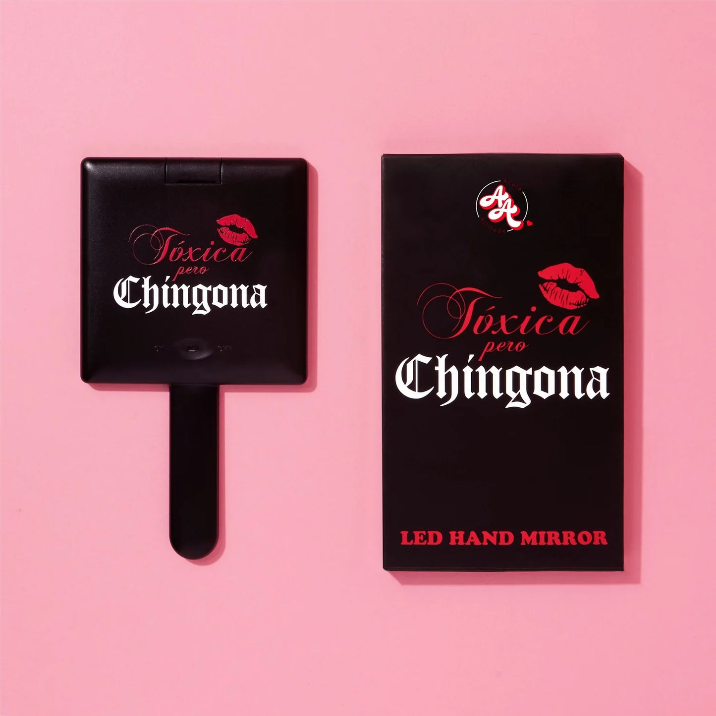 🚨Espejo Led Hand Held Mirror Toxica Pero Chingona - A Cute Attitude