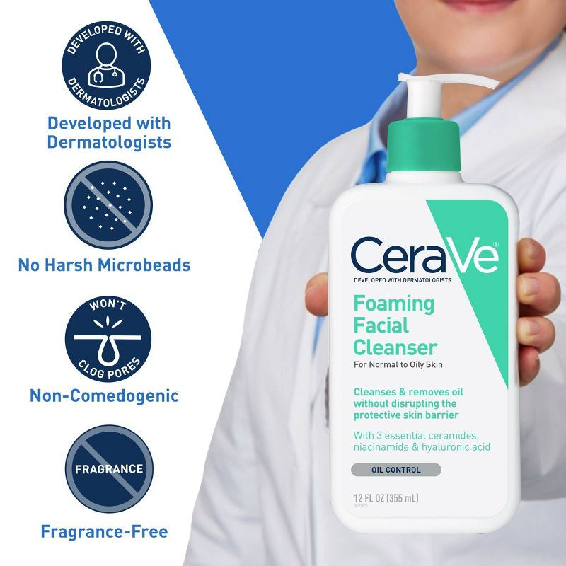 Cerave - Limpiador Facial Foaming Face Wash Facial Cleanser for Normal to Oily Skin