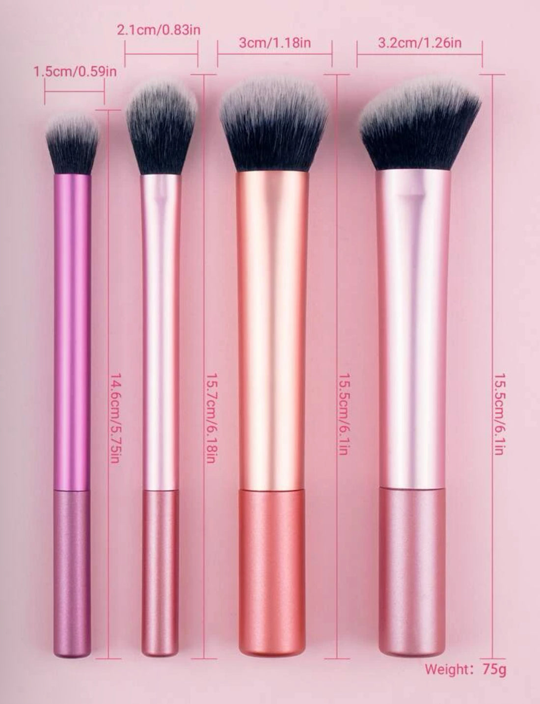 SHEIN - Set de 4 Brochas Para Maquillaje