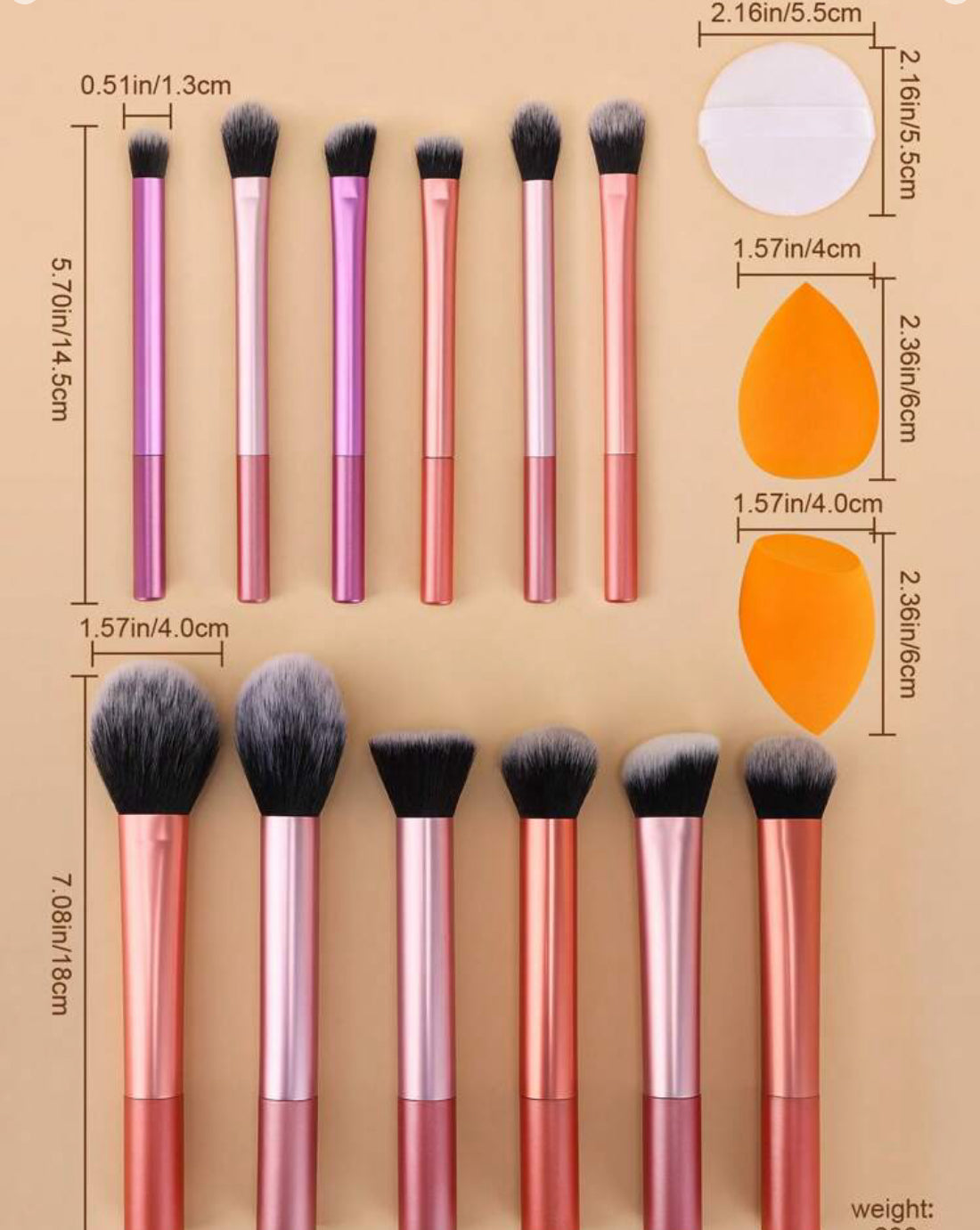 Shein -  Set de 12 Brochas Para Maquillaje