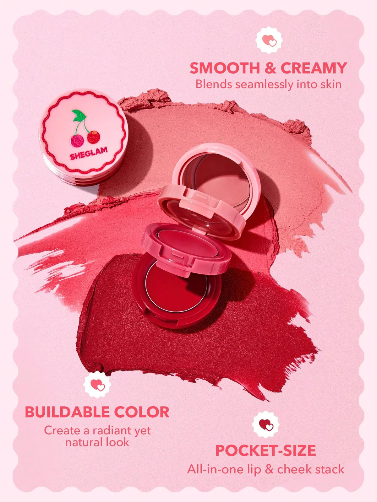 Sheglam - Blush Cream Very Cherry Cheek & Lip Cream Stack