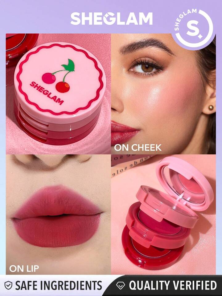 Sheglam - Blush Cream Very Cherry Cheek & Lip Cream Stack