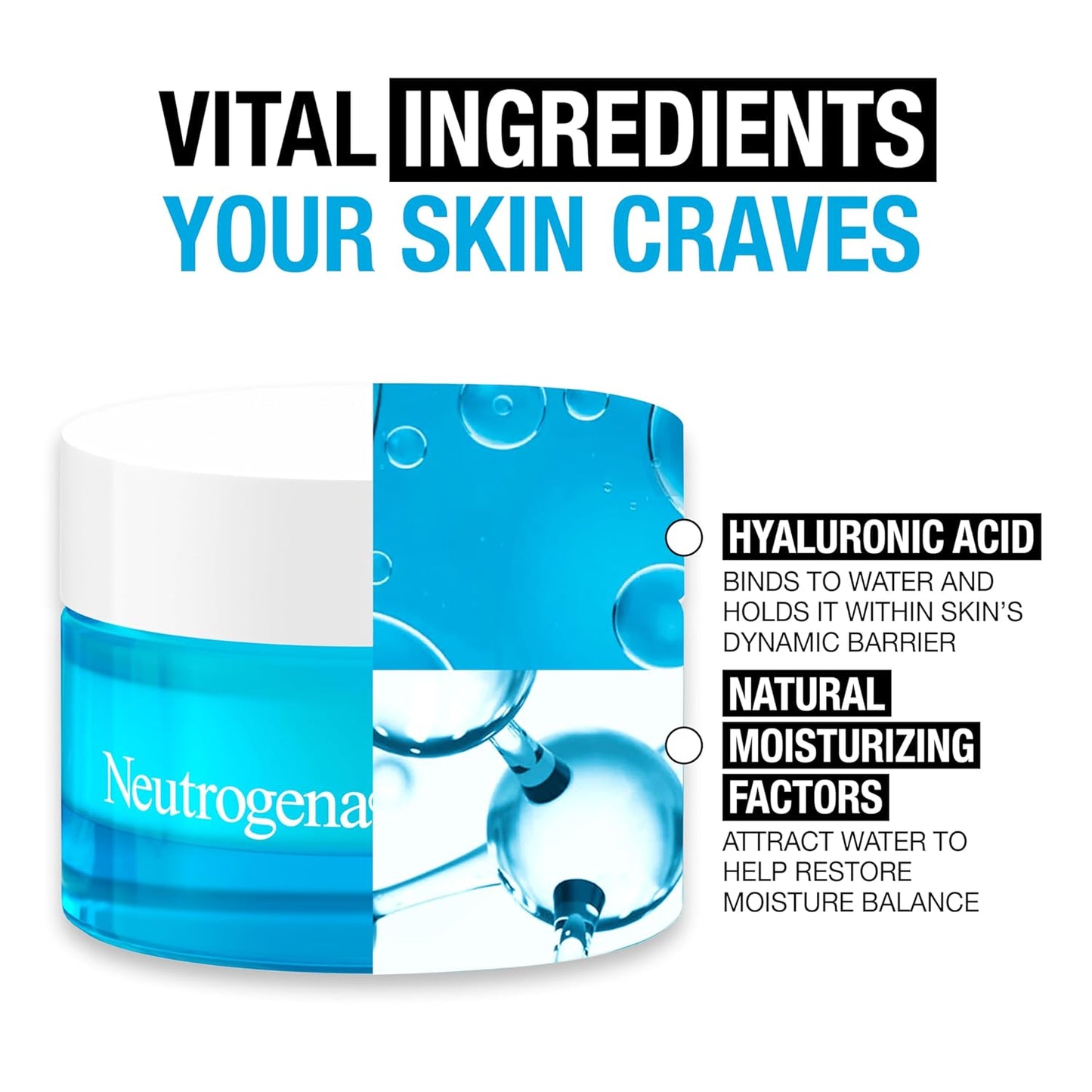 Neutrogena - Crema Humectante Hydro Boost Hyaluronic Acid Water Gel Moisturizer, Fragrance Free